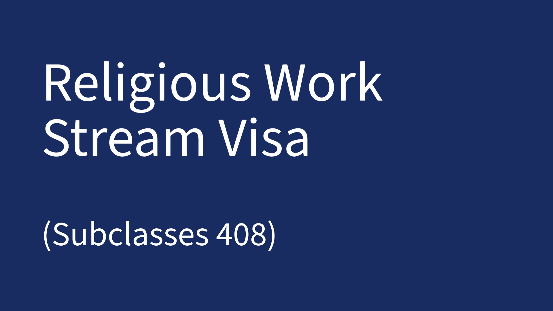 Religious Work stream