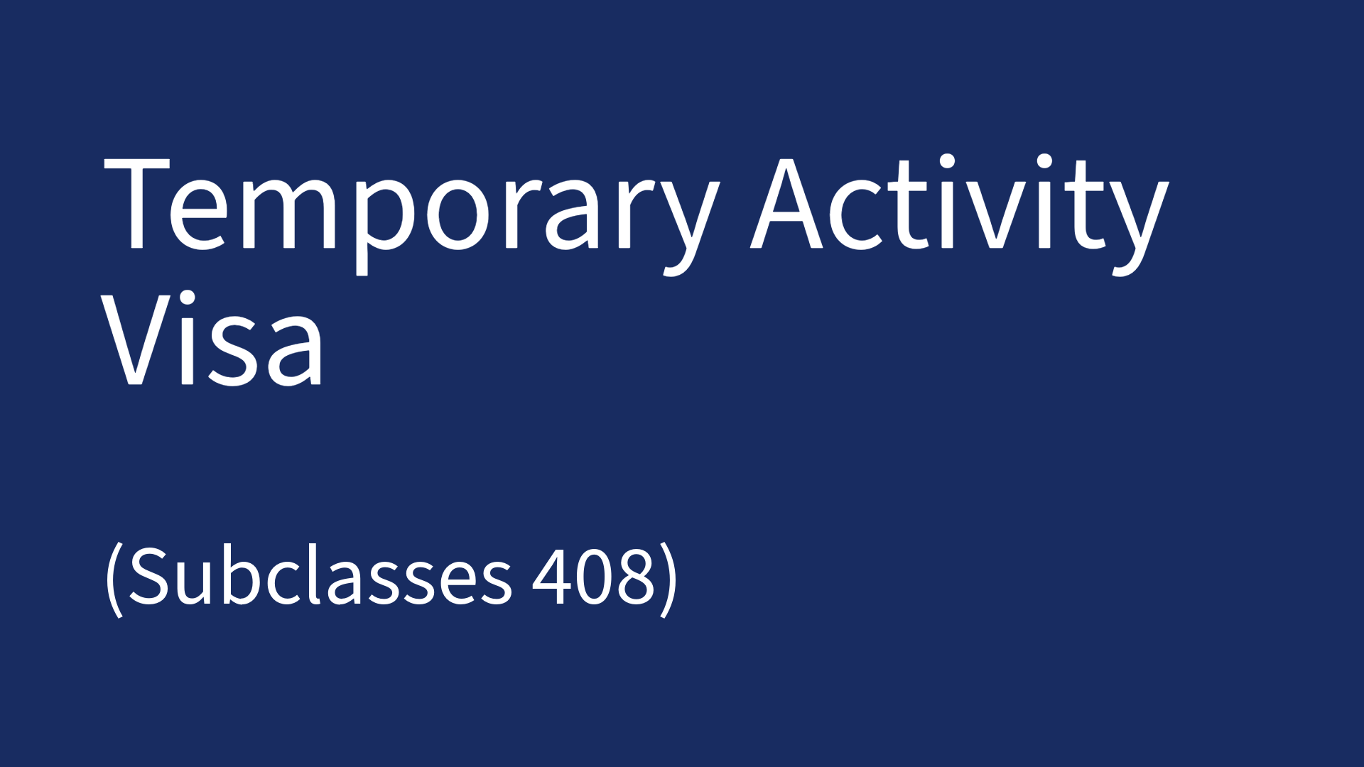 Temporary Activity visa